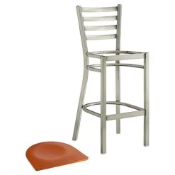 Lancaster Table & Seating Clear Coat Finish Ladder Back Bar Stool With Cherry Wood Seat -Zown Shop 2079477
