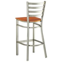 Lancaster Table & Seating Clear Coat Finish Ladder Back Bar Stool With Cherry Wood Seat -Zown Shop 2079479