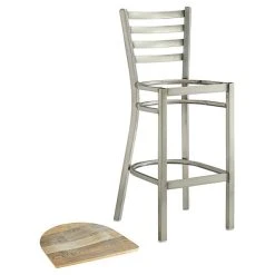 Lancaster Table & Seating Clear Coat Finish Ladder Back Bar Stool With Driftwood Seat -Zown Shop 2079558