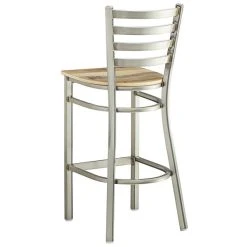 Lancaster Table & Seating Clear Coat Finish Ladder Back Bar Stool With Driftwood Seat -Zown Shop 2079560