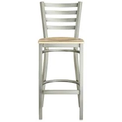 Lancaster Table & Seating Clear Coat Finish Ladder Back Bar Stool With Driftwood Seat -Zown Shop 2079561