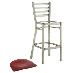 Lancaster Table & Seating Clear Coat Finish Ladder Back Bar Stool With Mahogany Wood Seat -Zown Shop 2079589