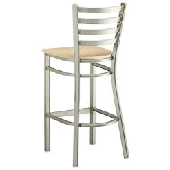 Lancaster Table & Seating Clear Coat Finish Ladder Back Bar Stool With Natural Wood Seat -Zown Shop 2079601