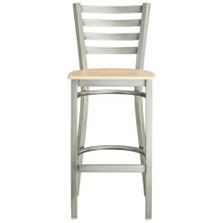 Lancaster Table & Seating Clear Coat Finish Ladder Back Bar Stool With Natural Wood Seat -Zown Shop 2079602