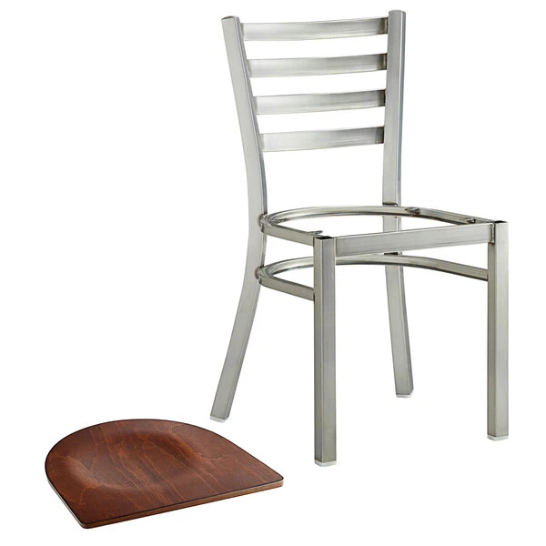 Lancaster Table & Seating Clear Coat Finish Ladder Back Chair With Antique Walnut Wood Seat 4 Lancaster Table & Seating Clear Coat Finish Ladder Back Chair With Antique Walnut Wood Seat - Image 4