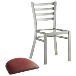 Lancaster Table & Seating Clear Coat Finish Ladder Back Chair With 2 1/2" Burgundy Vinyl Padded Seat 8 Lancaster Table & Seating Clear Coat Finish Ladder Back Chair With 2 1/2" Burgundy Vinyl Padded Seat -Zown Shop 2079644