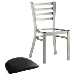 Lancaster Table & Seating Clear Coat Finish Ladder Back Chair With 2 1/2" Black Vinyl Padded Seat -Zown Shop 2079654