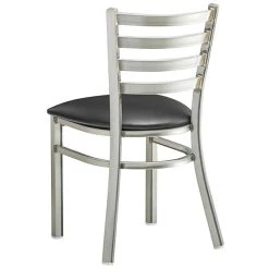 Lancaster Table & Seating Clear Coat Finish Ladder Back Chair With 2 1/2" Black Vinyl Padded Seat -Zown Shop 2079656