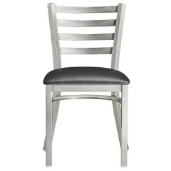 Lancaster Table & Seating Clear Coat Finish Ladder Back Chair With 2 1/2" Black Vinyl Padded Seat -Zown Shop 2079657