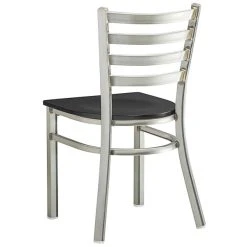 Lancaster Table & Seating Clear Coat Finish Ladder Back Chair With Black Wood Seat -Zown Shop 2079793