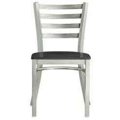 Lancaster Table & Seating Clear Coat Finish Ladder Back Chair With Black Wood Seat -Zown Shop 2079794
