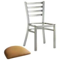 Lancaster Table & Seating Clear Coat Finish Ladder Back Chair With 2 1/2" Light Brown Vinyl Padded Seat 8 Lancaster Table & Seating Clear Coat Finish Ladder Back Chair With 2 1/2" Light Brown Vinyl Padded Seat -Zown Shop 2079849