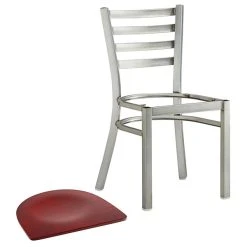 Lancaster Table & Seating Clear Coat Finish Ladder Back Chair With Mahogany Wood Seat -Zown Shop 2079859