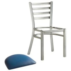 Lancaster Table & Seating Clear Coat Finish Ladder Back Chair With 2 1/2" Navy Vinyl Padded Seat 8 Lancaster Table & Seating Clear Coat Finish Ladder Back Chair With 2 1/2" Navy Vinyl Padded Seat -Zown Shop 2079879