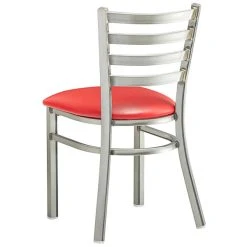 Lancaster Table & Seating Clear Coat Finish Ladder Back Chair With 2 1/2" Red Vinyl Padded Seat -Zown Shop 2079891