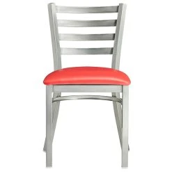 Lancaster Table & Seating Clear Coat Finish Ladder Back Chair With 2 1/2" Red Vinyl Padded Seat -Zown Shop 2079892