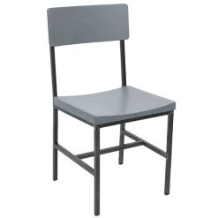 BFM Seating Memphis Distressed Rustic Clear Coated Steel Side Chair With Gray Ash Wooden Back And Seat