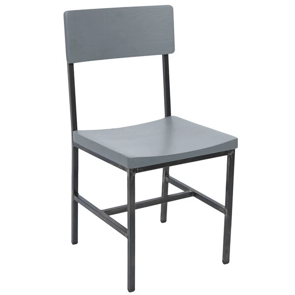 BFM Seating Memphis Distressed Rustic Clear Coated Steel Side Chair With Gray Ash Wooden Back And Seat 1 BFM Seating Memphis Distressed Rustic Clear Coated Steel Side Chair With Gray Ash Wooden Back And Seat