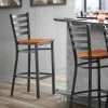 Lancaster Table & Seating Black Finish Ladder Back Bar Stool With Cherry Wood Seat