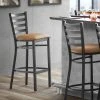 Lancaster Table & Seating Black Finish Ladder Back Bar Stool With 2 1/2" Light Brown Vinyl Padded Seat