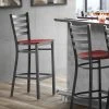 Lancaster Table & Seating Black Finish Ladder Back Bar Stool With Mahogany Wood Seat
