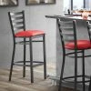 Lancaster Table & Seating Black Finish Ladder Back Bar Stool With 2 1/2" Red Vinyl Padded Seat