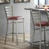 Lancaster Table & Seating Clear Coat Finish Ladder Back Bar Stool With 2 1/2" Burgundy Vinyl Padded Seat
