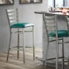 Lancaster Table & Seating Clear Coat Finish Ladder Back Bar Stool With 2 1/2" Green Vinyl Padded Seat