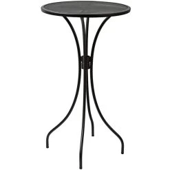 BFM Seating Barnegat 24" Round Black Steel Outdoor / Indoor Bar Height Table