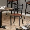 Lancaster Table & Seating Black Finish Ladder Back Chair With Antique Walnut Wood Seat