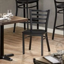 Lancaster Table & Seating Black Finish Ladder Back Chair With Black Wood Seat