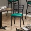 Lancaster Table & Seating Black Finish Ladder Back Chair With 2 1/2" Green Vinyl Padded Seat