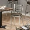 Lancaster Table & Seating Clear Coat Finish Ladder Back Chair With 2 1/2" Dark Brown Vinyl Padded Seat
