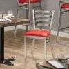 Lancaster Table & Seating Clear Coat Finish Ladder Back Chair With 2 1/2" Red Vinyl Padded Seat