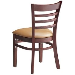 Lancaster Table & Seating Mahogany Finish Wooden Ladder Back Chair With 2 1/2" Light Brown Padded Seat -Zown Shop 2088320