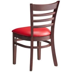 Lancaster Table & Seating Mahogany Finish Wooden Ladder Back Chair With 2 1/2" Red Padded Seat -Zown Shop 2088330