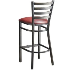 Lancaster Table & Seating Distressed Copper Finish Ladder Back Bar Stool With 2 1/2" Burgundy Vinyl Padded Seat 7 Lancaster Table & Seating Distressed Copper Finish Ladder Back Bar Stool With 2 1/2" Burgundy Vinyl Padded Seat -Zown Shop 2088371