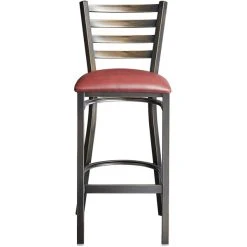 Lancaster Table & Seating Distressed Copper Finish Ladder Back Bar Stool With 2 1/2" Burgundy Vinyl Padded Seat 9 Lancaster Table & Seating Distressed Copper Finish Ladder Back Bar Stool With 2 1/2" Burgundy Vinyl Padded Seat -Zown Shop 2088372