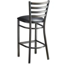 Lancaster Table & Seating Distressed Copper Finish Ladder Back Bar Stool With 2 1/2" Black Vinyl Padded Seat -Zown Shop 2088380