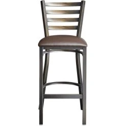 Lancaster Table & Seating Distressed Copper Finish Ladder Back Bar Stool With 2 1/2" Dark Brown Vinyl Padded Seat 9 Lancaster Table & Seating Distressed Copper Finish Ladder Back Bar Stool With 2 1/2" Dark Brown Vinyl Padded Seat -Zown Shop 2088408