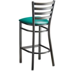 Lancaster Table & Seating Distressed Copper Finish Ladder Back Bar Stool With 2 1/2" Green Vinyl Padded Seat -Zown Shop 2088425