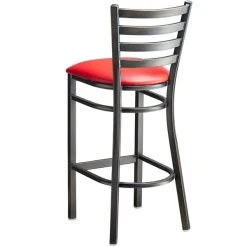 Lancaster Table & Seating Distressed Copper Finish Ladder Back Bar Stool With 2 1/2" Red Vinyl Padded Seat -Zown Shop 2088521