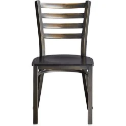 Lancaster Table & Seating Distressed Copper Finish Ladder Back Chair With Black Wood Seat -Zown Shop 2088549