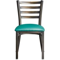 Lancaster Table & Seating Distressed Copper Finish Ladder Back Chair With 2 1/2" Green Vinyl Padded Seat -Zown Shop 2088576