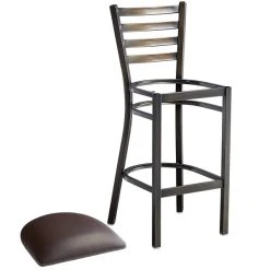 Lancaster Table & Seating Distressed Copper Finish Ladder Back Bar Stool With 2 1/2" Dark Brown Vinyl Padded Seat 8 Lancaster Table & Seating Distressed Copper Finish Ladder Back Bar Stool With 2 1/2" Dark Brown Vinyl Padded Seat -Zown Shop 2088615