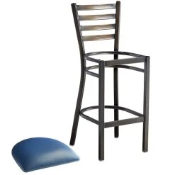 Lancaster Table & Seating Distressed Copper Finish Ladder Back Bar Stool With 2 1/2" Navy Blue Vinyl Padded Seat 8 Lancaster Table & Seating Distressed Copper Finish Ladder Back Bar Stool With 2 1/2" Navy Blue Vinyl Padded Seat -Zown Shop 2088618