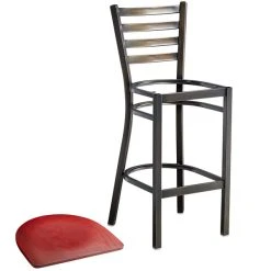 Lancaster Table & Seating Distressed Copper Finish Ladder Back Bar Stool With Mahogany Wood Seat 8 Lancaster Table & Seating Distressed Copper Finish Ladder Back Bar Stool With Mahogany Wood Seat -Zown Shop 2088623