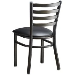 Lancaster Table & Seating Distressed Copper Finish Ladder Back Chair With 2 1/2" Black Vinyl Padded Seat 7 Lancaster Table & Seating Distressed Copper Finish Ladder Back Chair With 2 1/2" Black Vinyl Padded Seat -Zown Shop 2088769