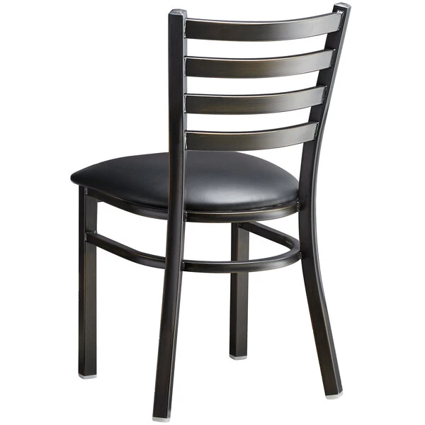 Lancaster Table & Seating Distressed Copper Finish Ladder Back Chair With 2 1/2" Black Vinyl Padded Seat 3 Lancaster Table & Seating Distressed Copper Finish Ladder Back Chair With 2 1/2" Black Vinyl Padded Seat - Image 3