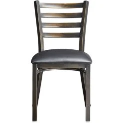Lancaster Table & Seating Distressed Copper Finish Ladder Back Chair With 2 1/2" Black Vinyl Padded Seat 9 Lancaster Table & Seating Distressed Copper Finish Ladder Back Chair With 2 1/2" Black Vinyl Padded Seat -Zown Shop 2088770